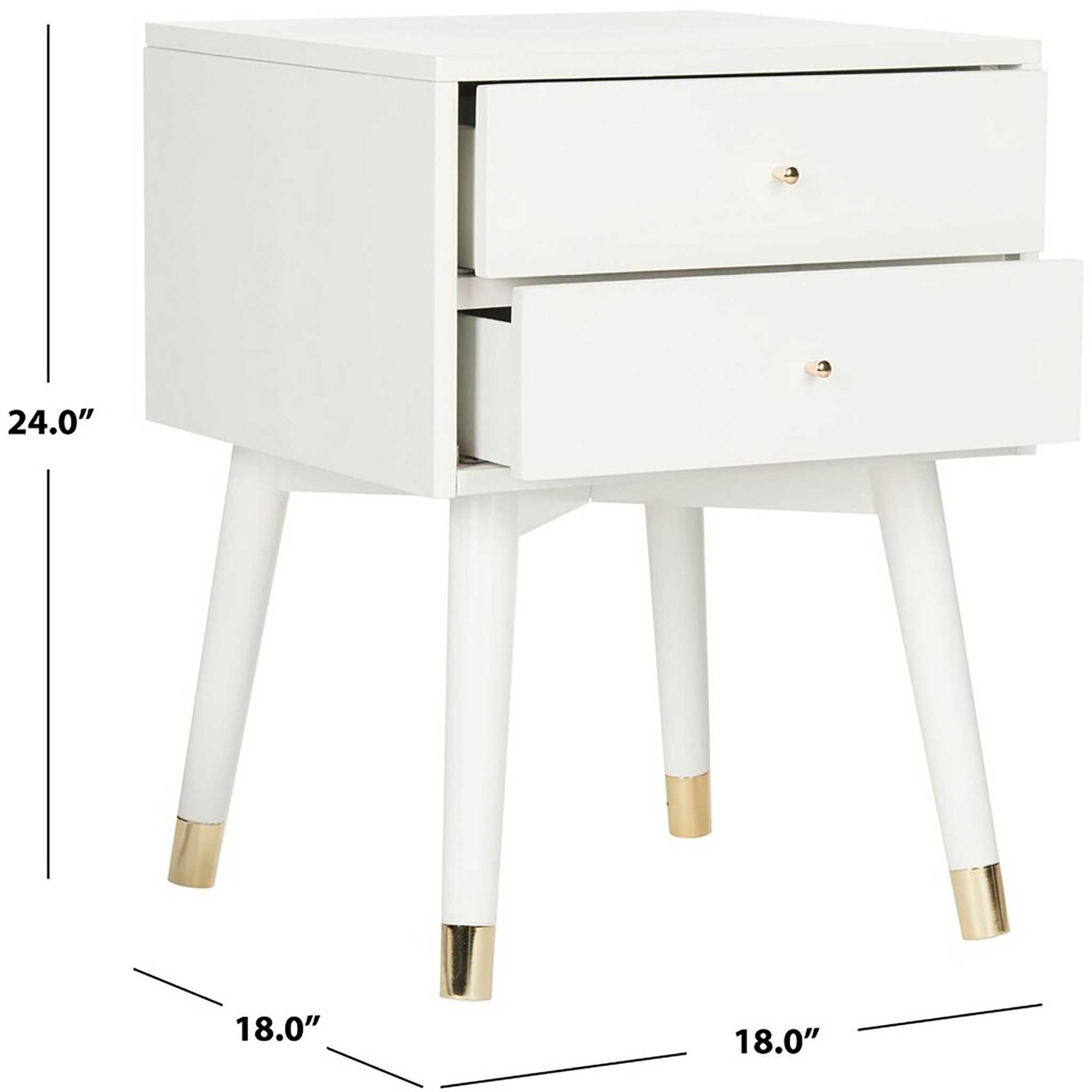 Lydia Gold Cap Nightstand White