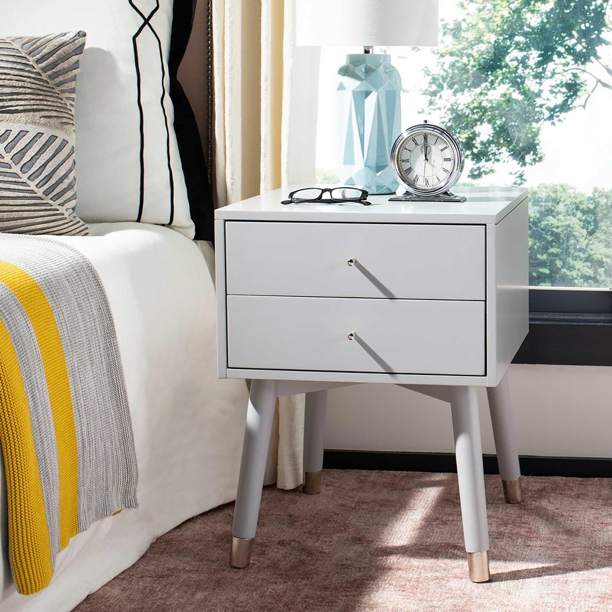 Lydia Silver Cap Nightstand Gray