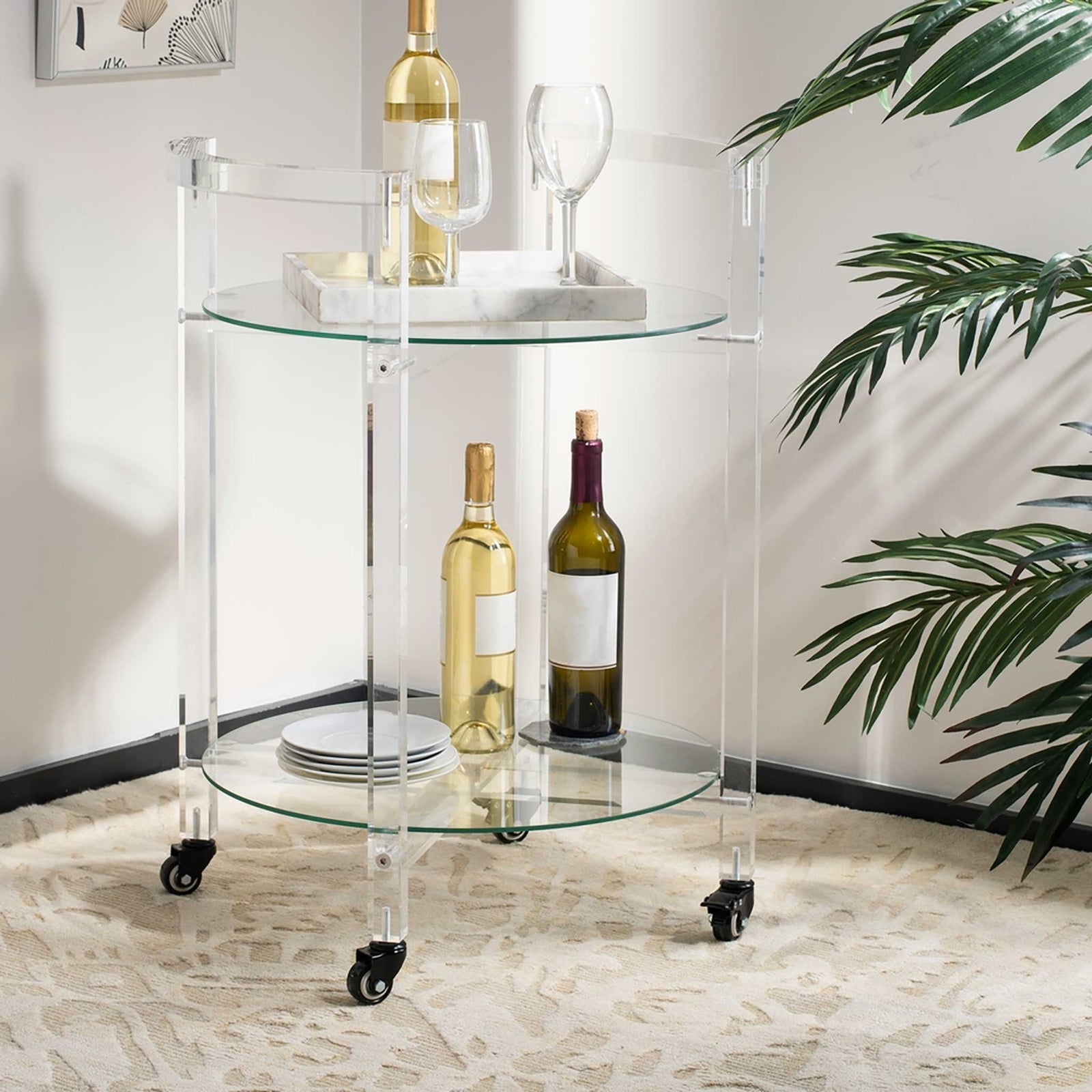 June 2 Tier Acrylic Bar Cart Clear