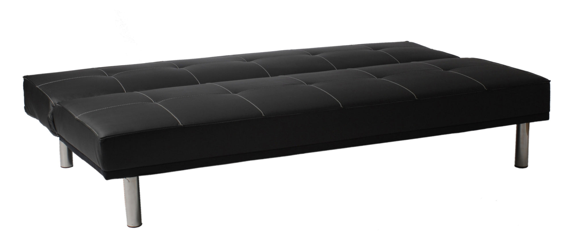 Sev Sofa Bed Black Leatherette/Stainless Steel