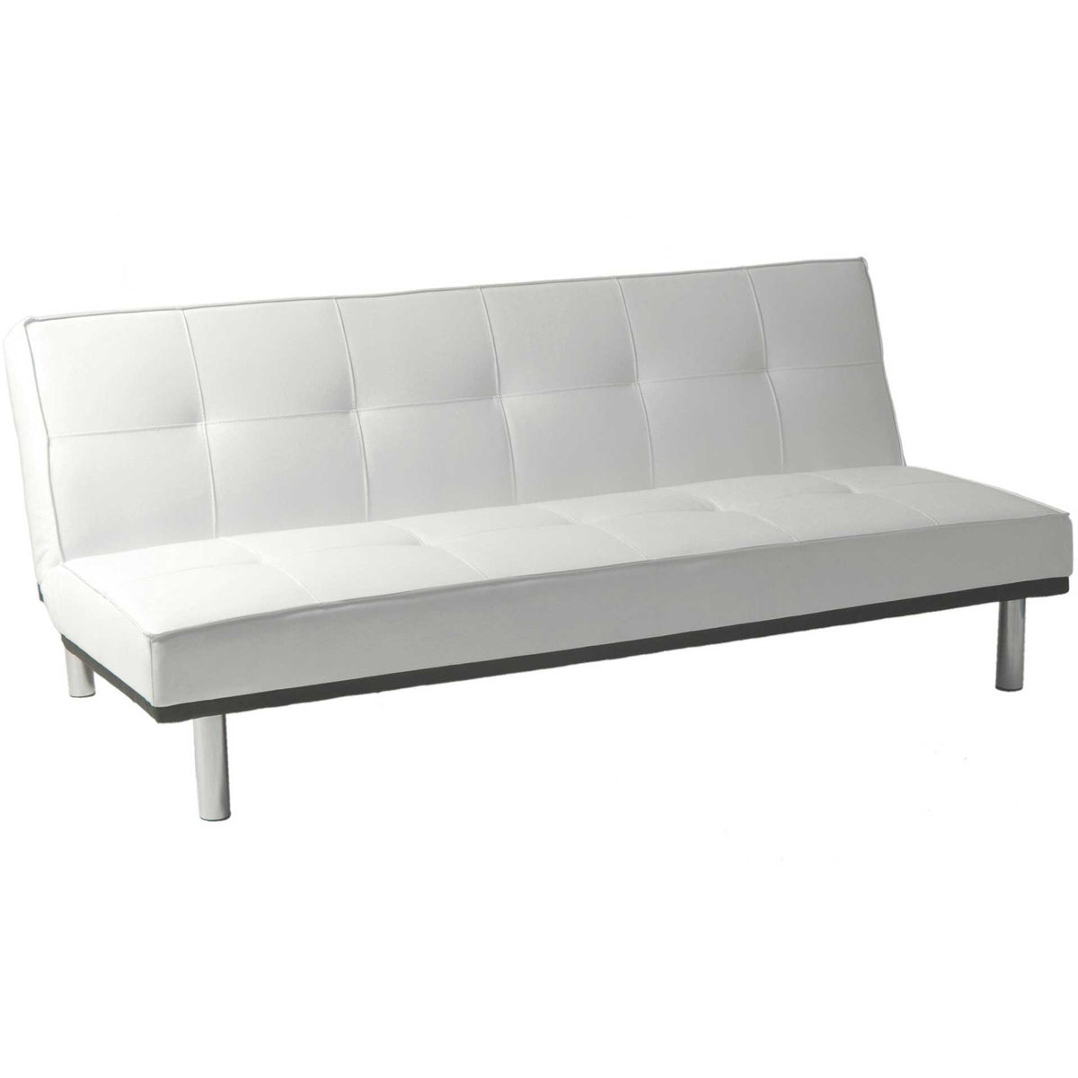 Sev Sofa Bed White Leatherette/Stainless Steel