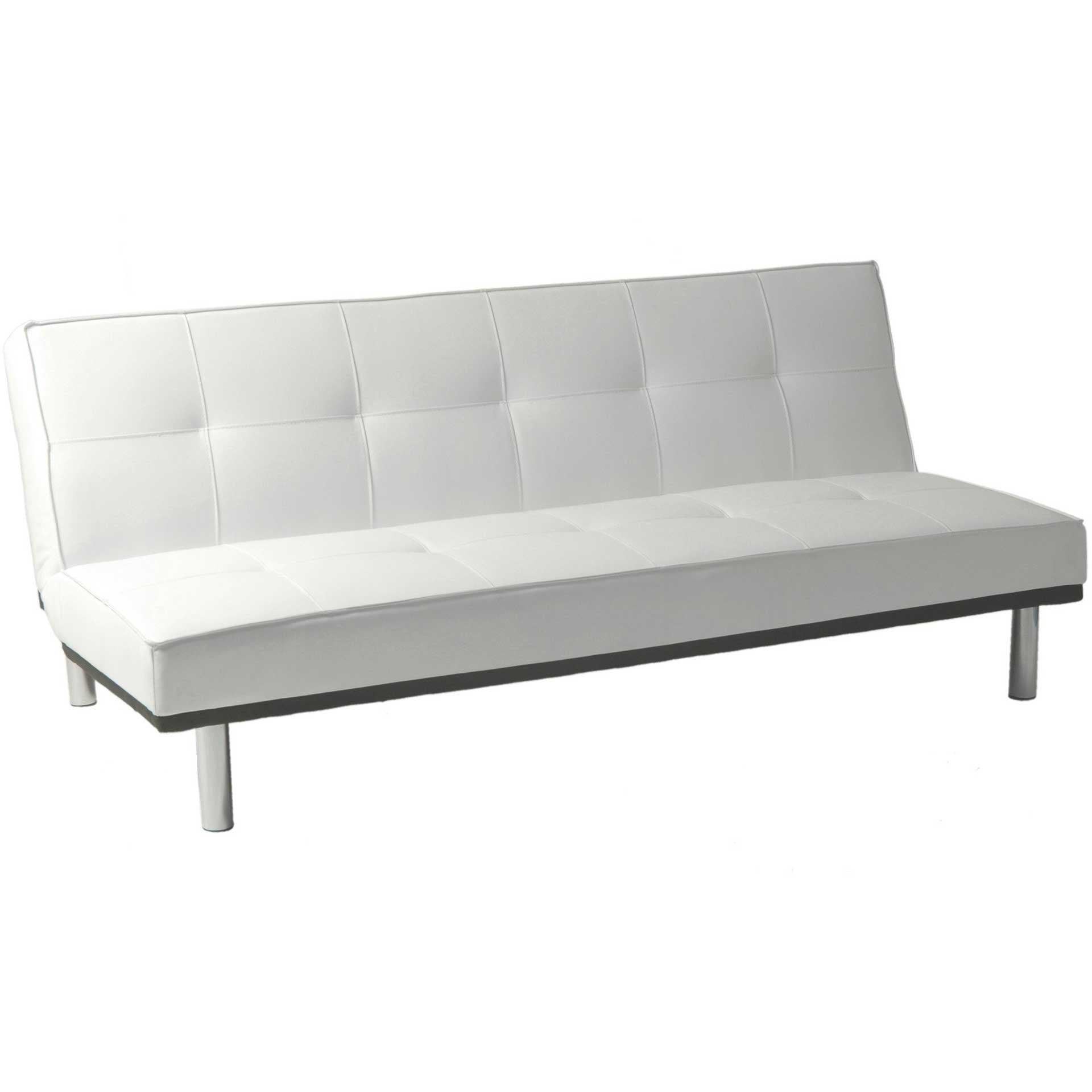 Sev Sofa Bed White Leatherette/Stainless Steel