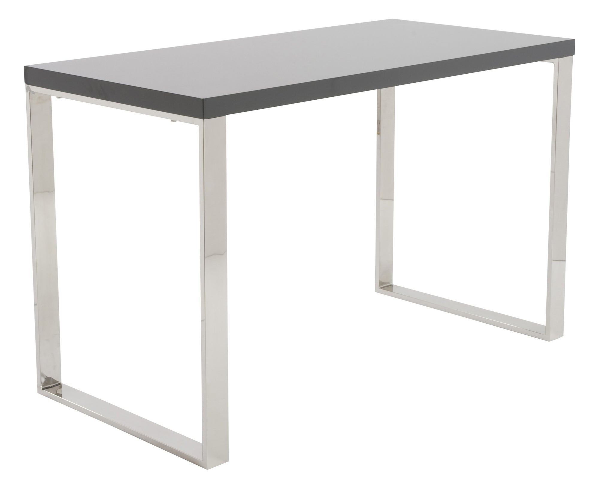Deville Desk Gray Lacquer/Polished Stainless Steel