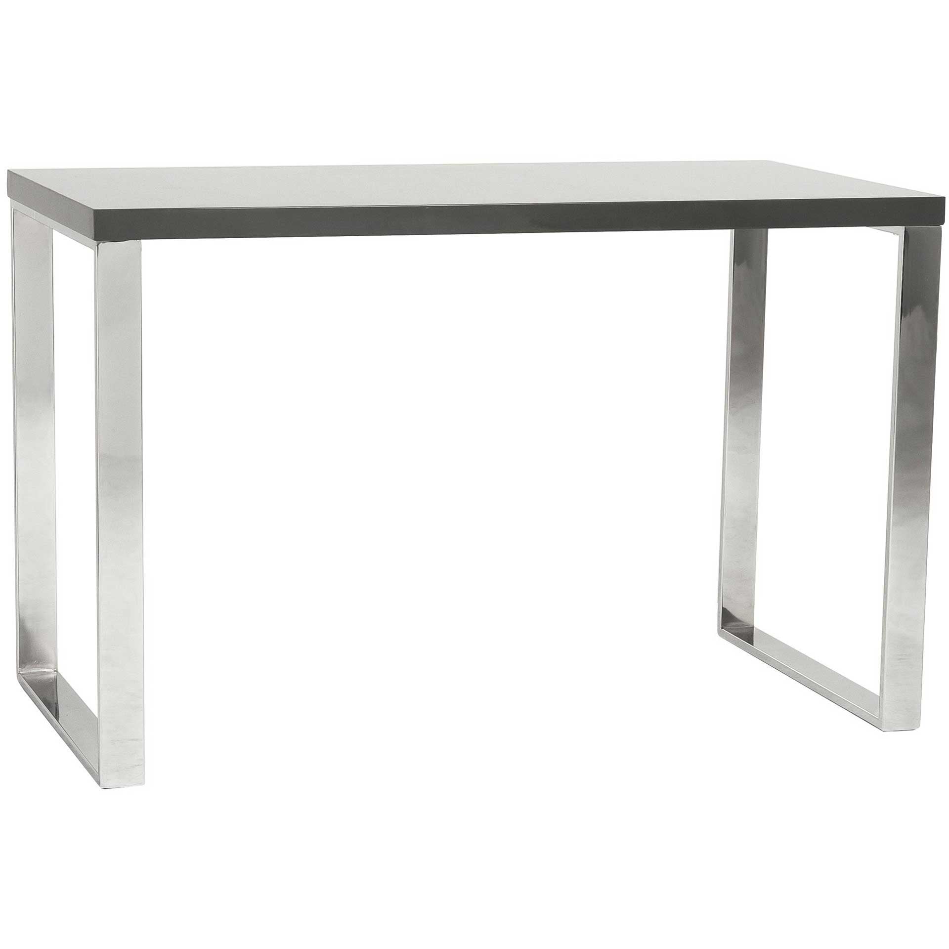 Deville Desk Gray Lacquer/Polished Stainless Steel