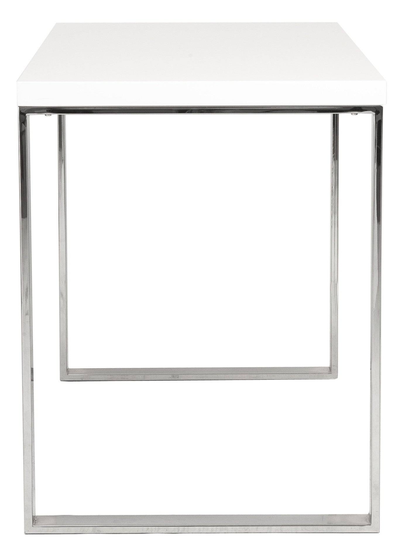 Deville Desk White Lacquer/Polished Stainless Steel