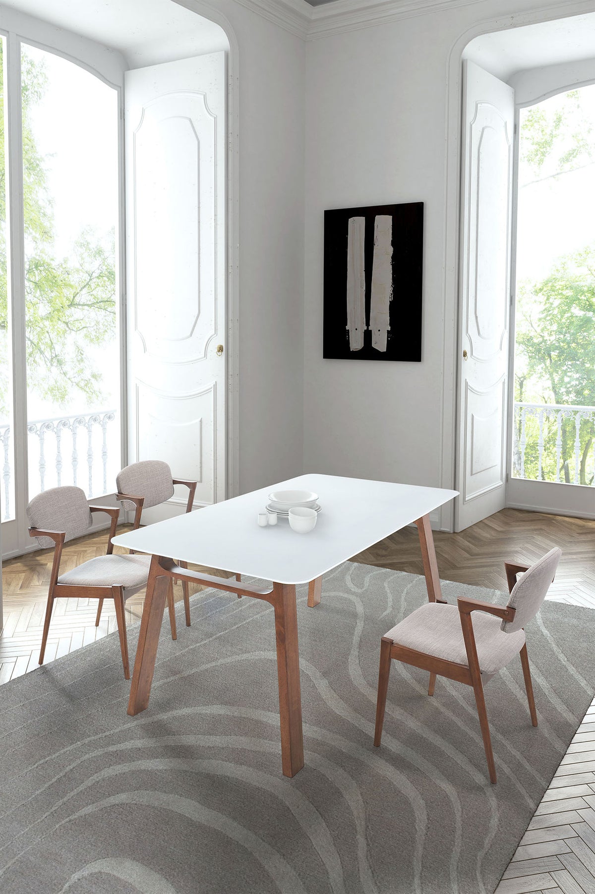 Cocoa Dining Table Walnut & White