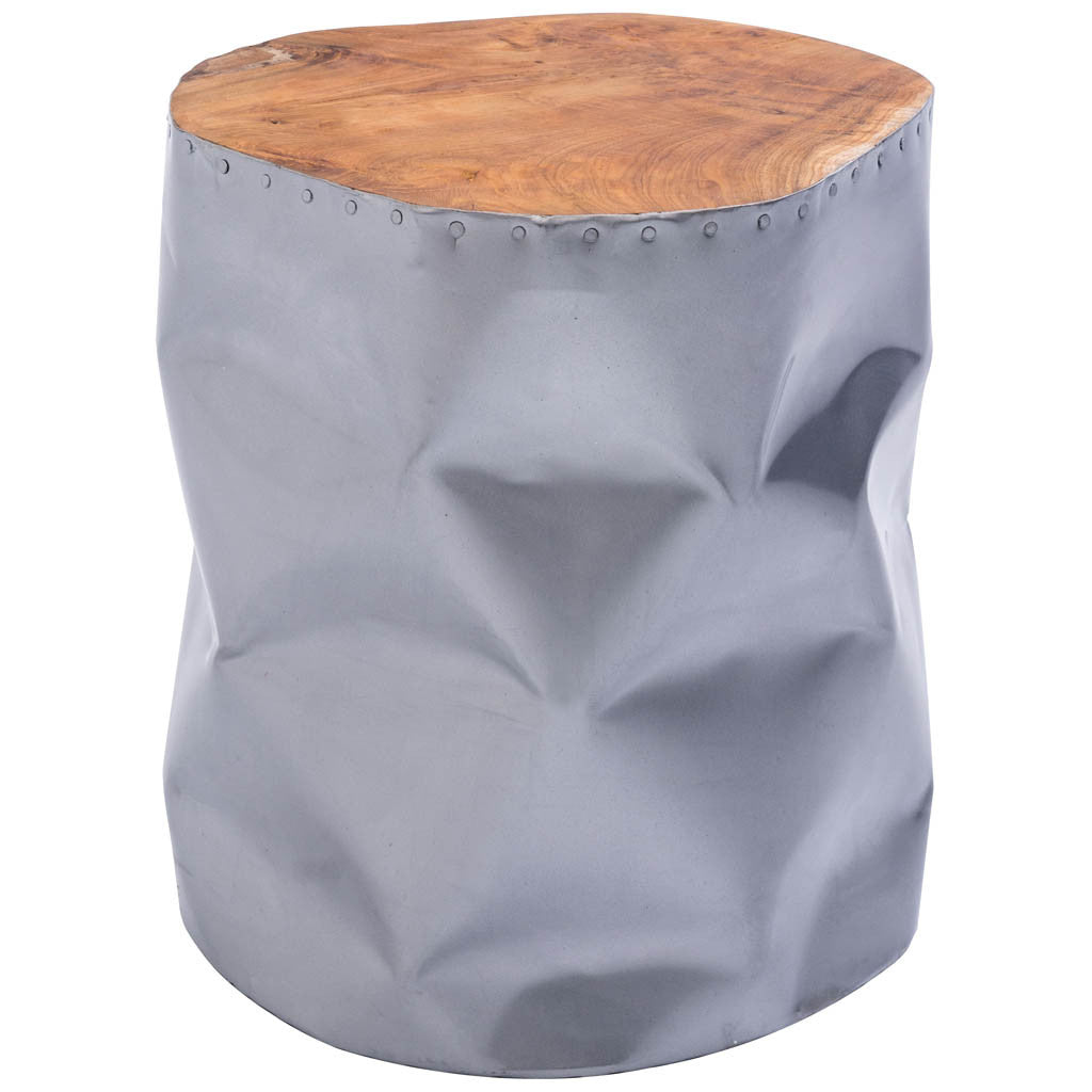 Cane Stool Table Silver
