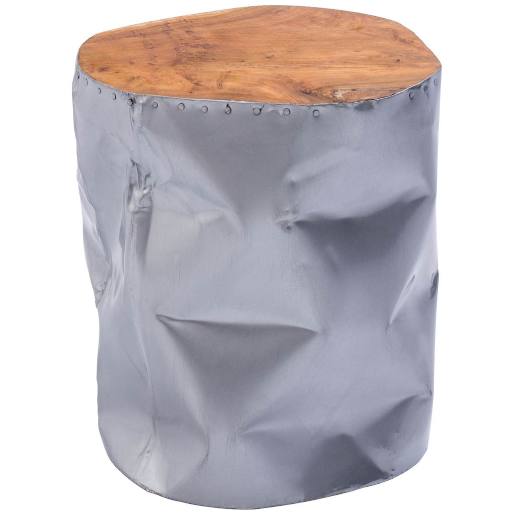 Cane Stool Table Silver