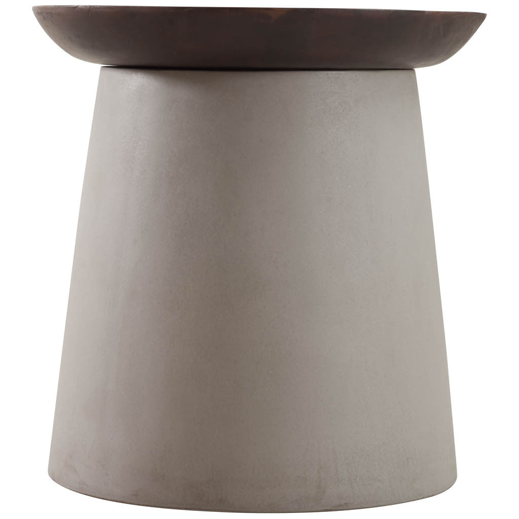 Hess Side Table Cement & Walnut