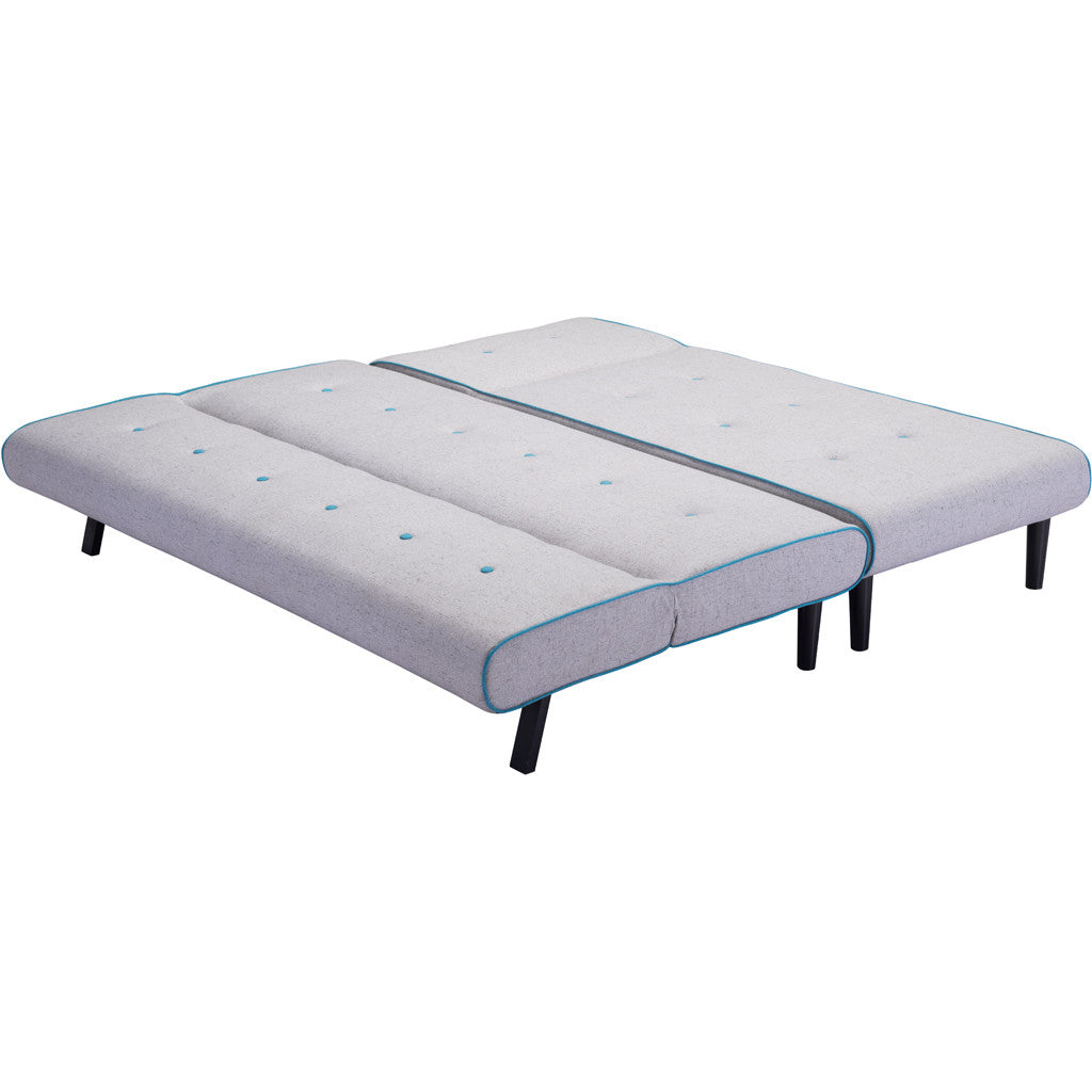 Glory Sleeper Sectional Light Gray With Aqua Trim