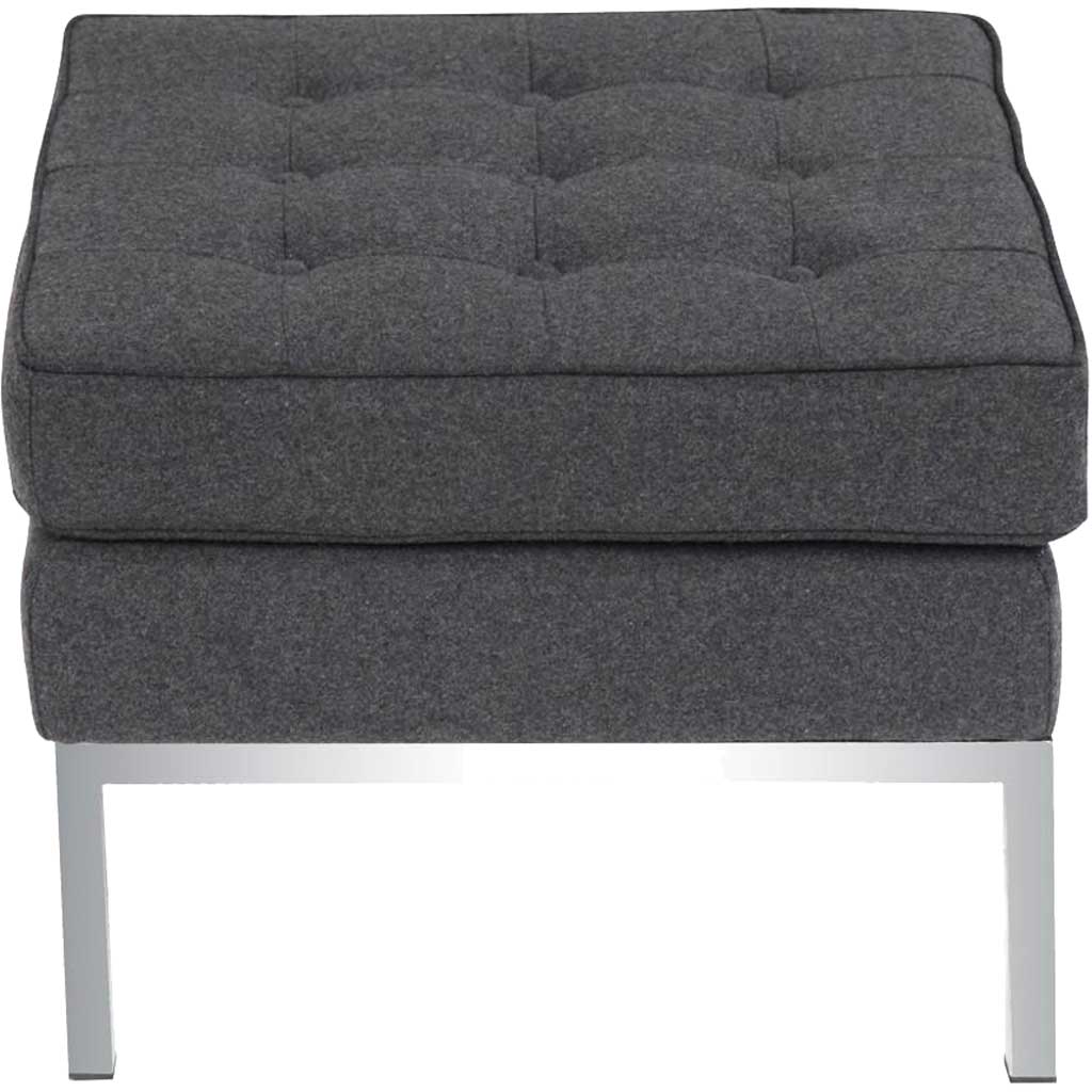 Button Ottoman in Wool Gray