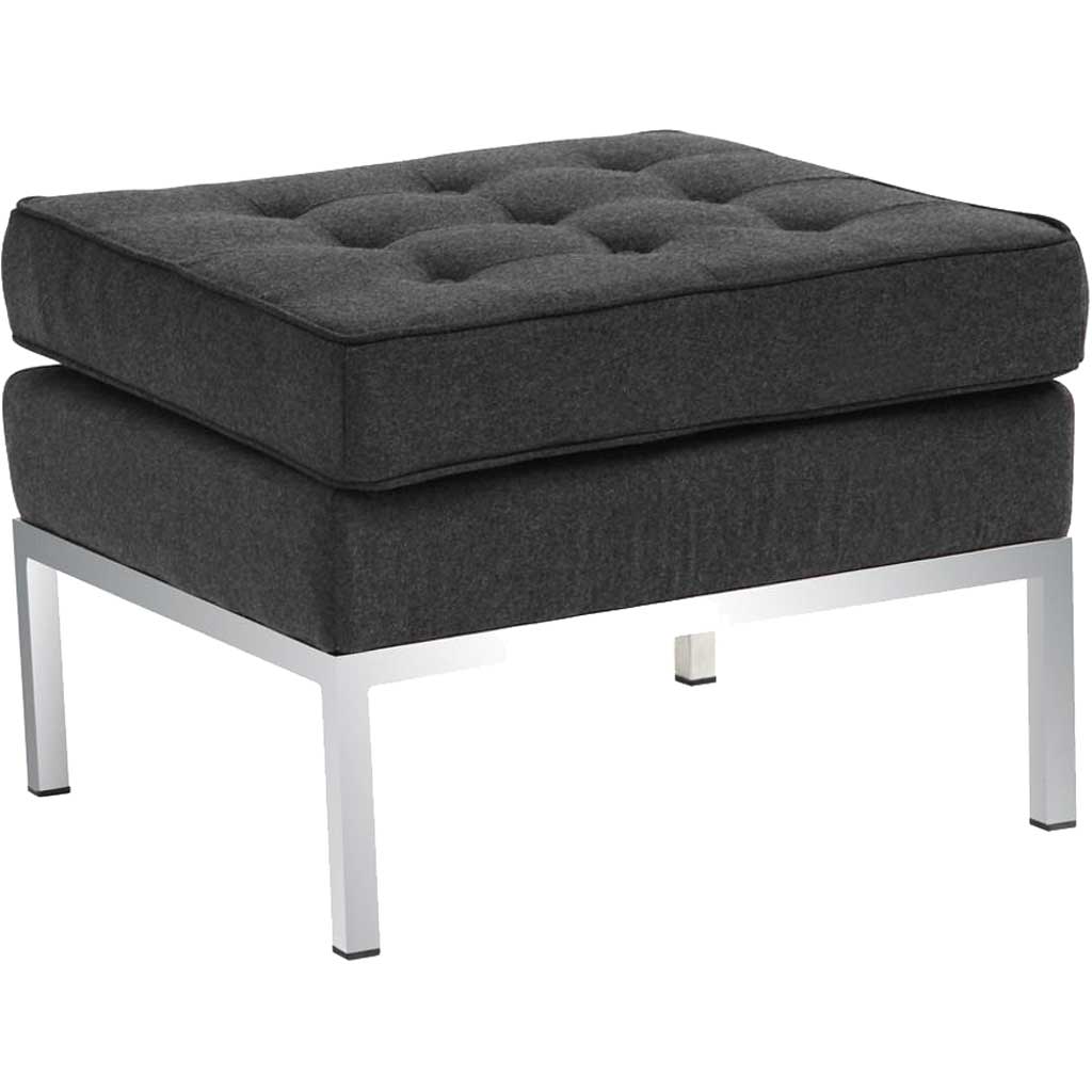 Button Ottoman in Wool Gray