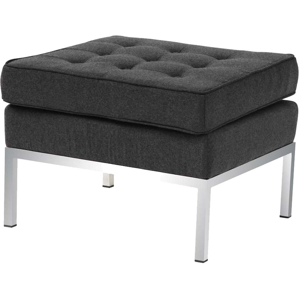 Button Ottoman in Wool Gray