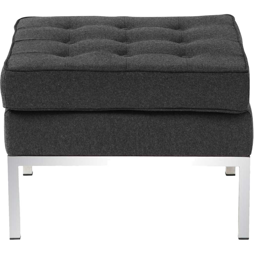 Button Ottoman in Wool Gray