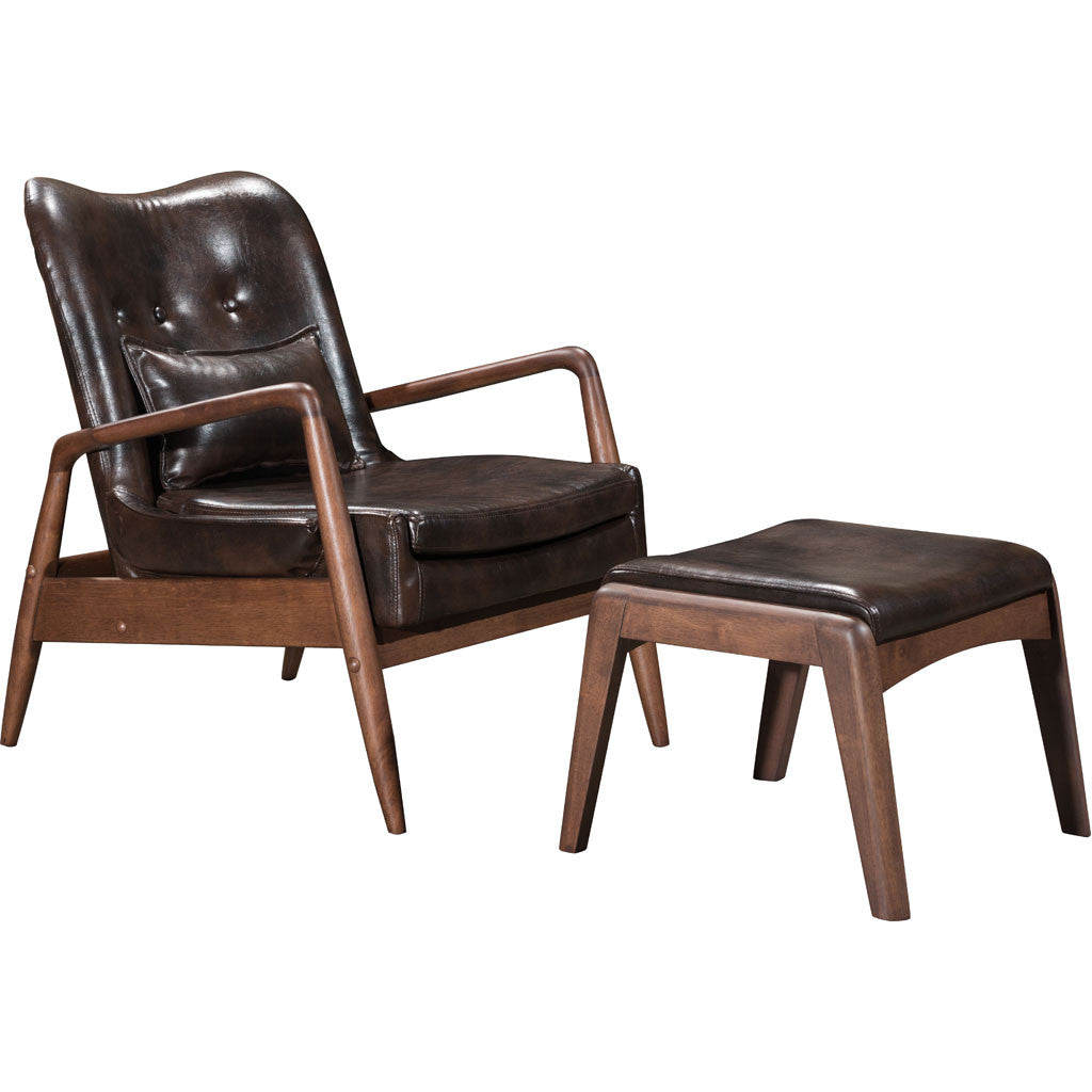 Braden Lounge Chair & Ottoman Brown