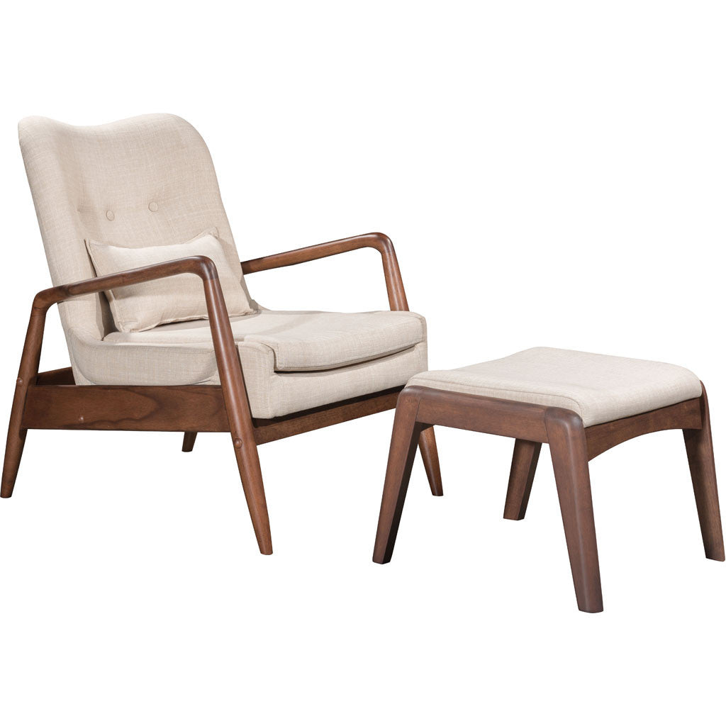 Braden Lounge Chair & Ottoman Beige