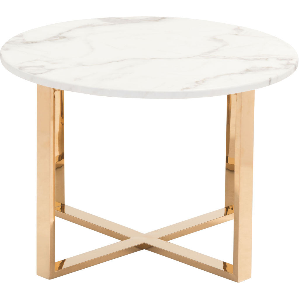 Global End Table Stone & Gold