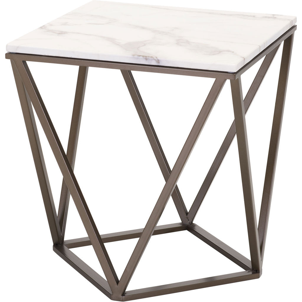Titus End Table Stone &amp; Antique Brass