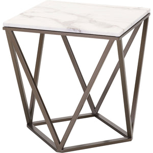Titus End Table Stone & Antique Brass