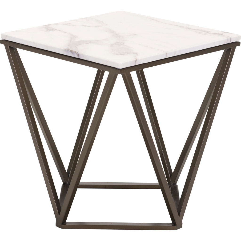 Titus End Table Stone & Antique Brass