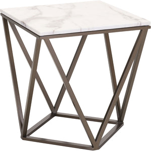 Titus End Table Stone & Antique Brass