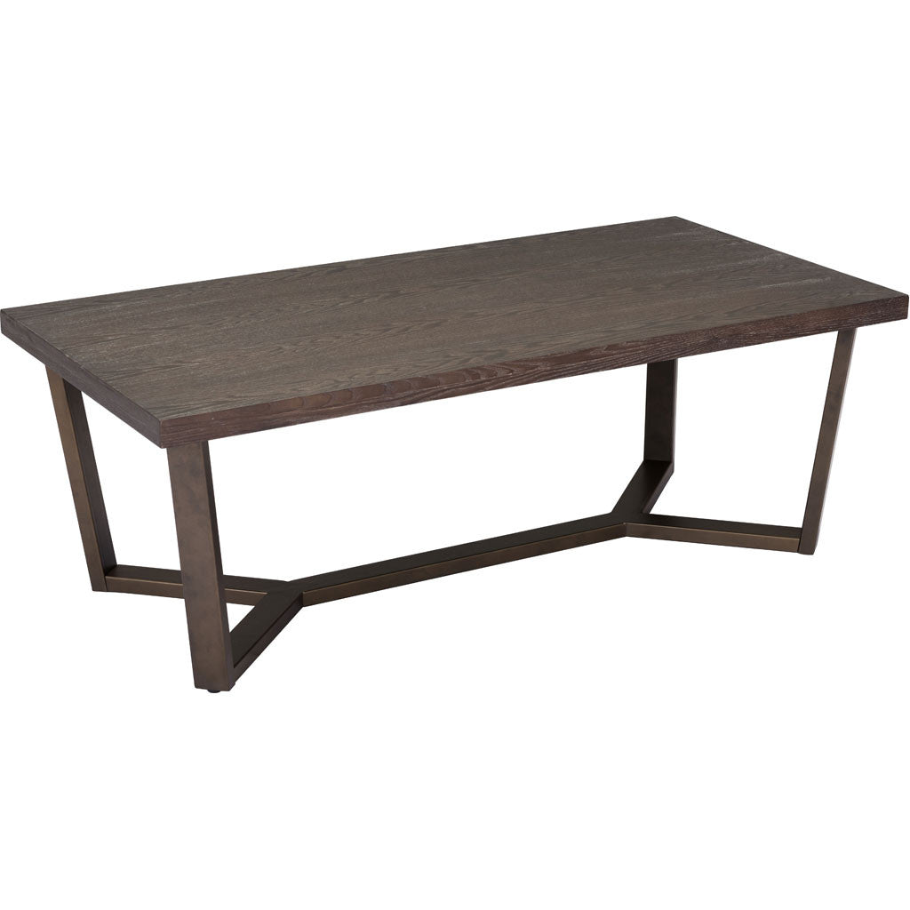 Barrett Coffee Table Gray Oak & Antique Brass