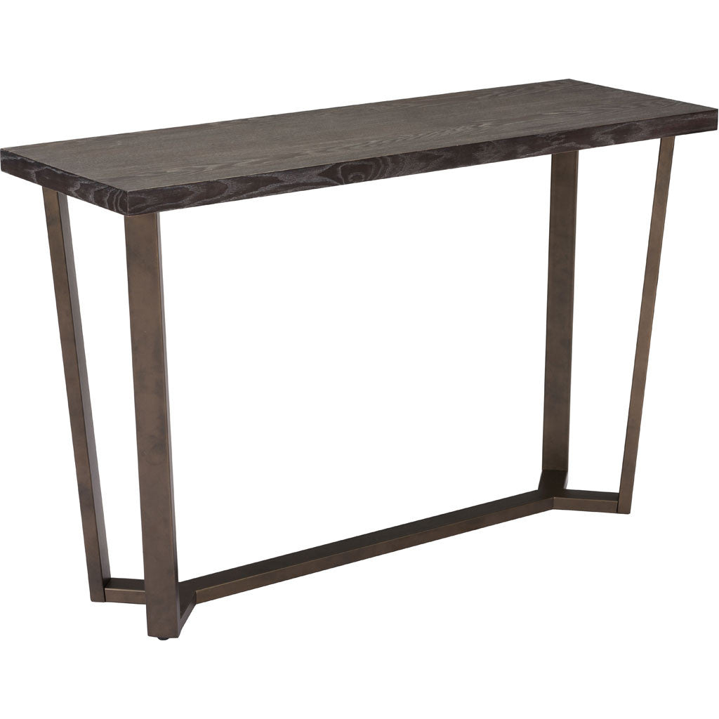 Barrett Console Table Gray Oak & Antique Brass