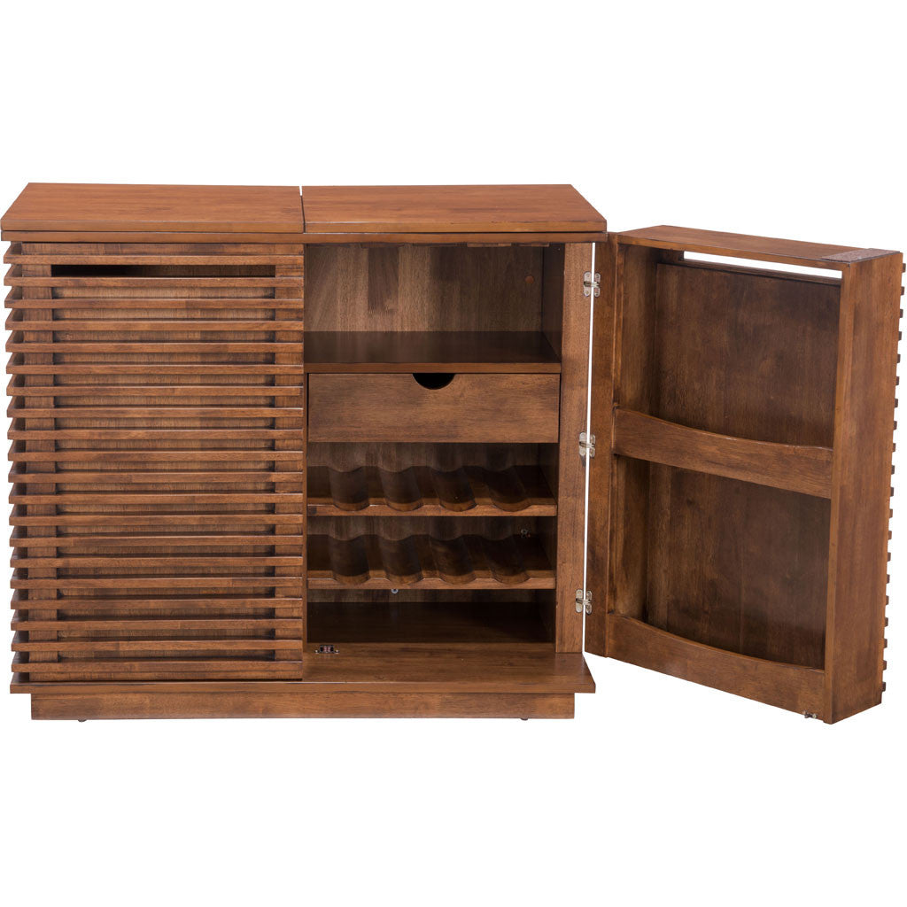 Linear Bar Cabinet Walnut