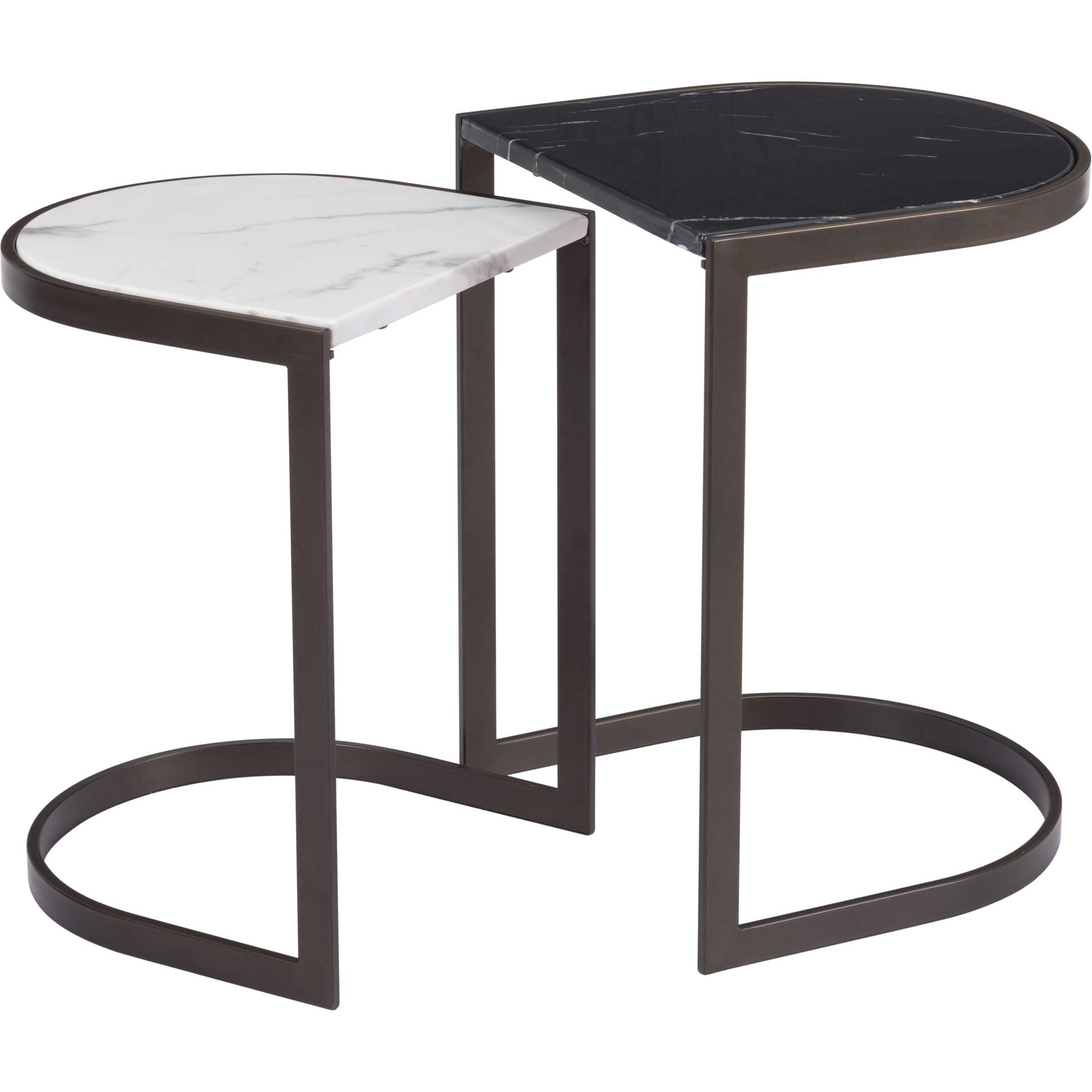 Shaw Nesting End Tables Black/Stone/Antique Brass