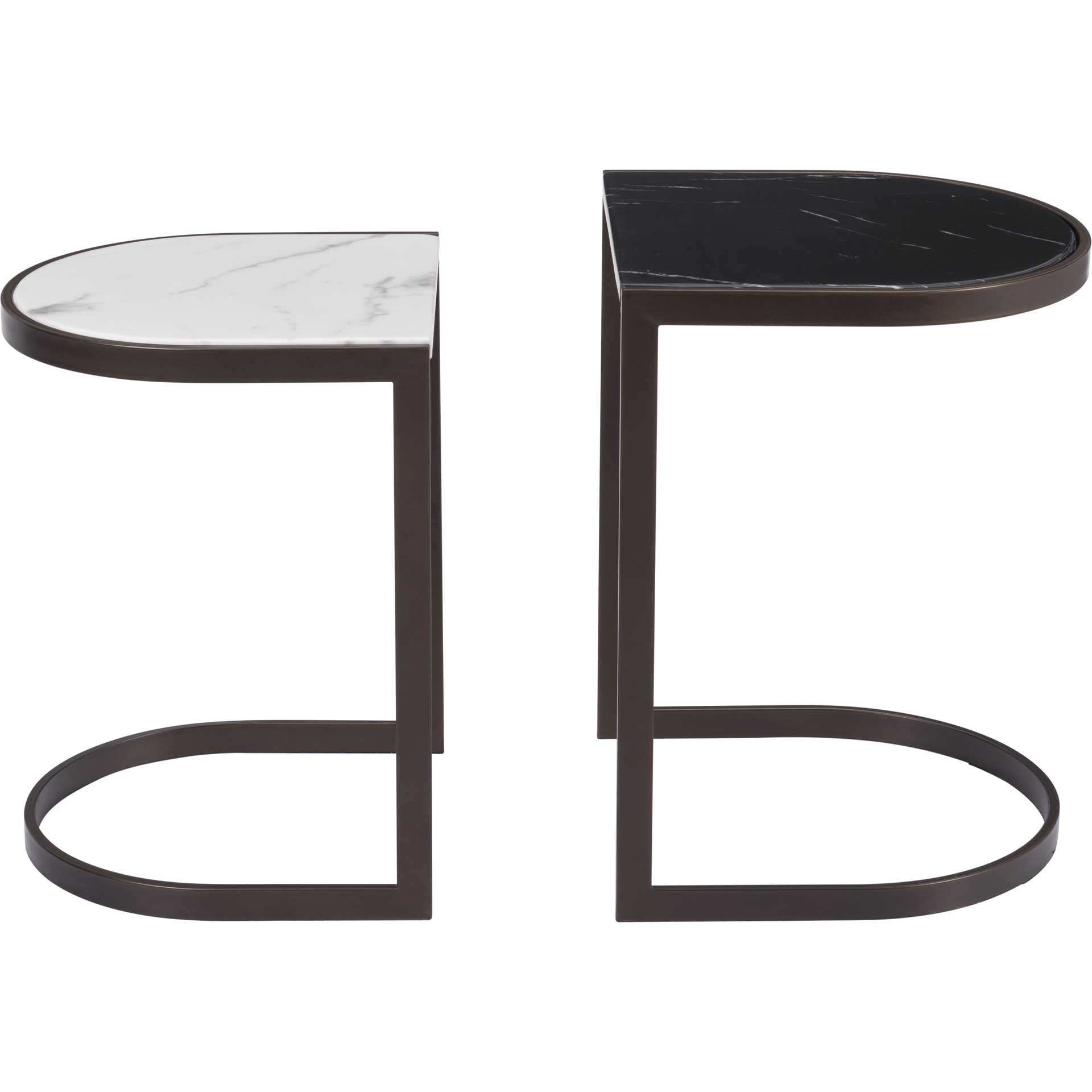 Shaw Nesting End Tables Black/Stone/Antique Brass