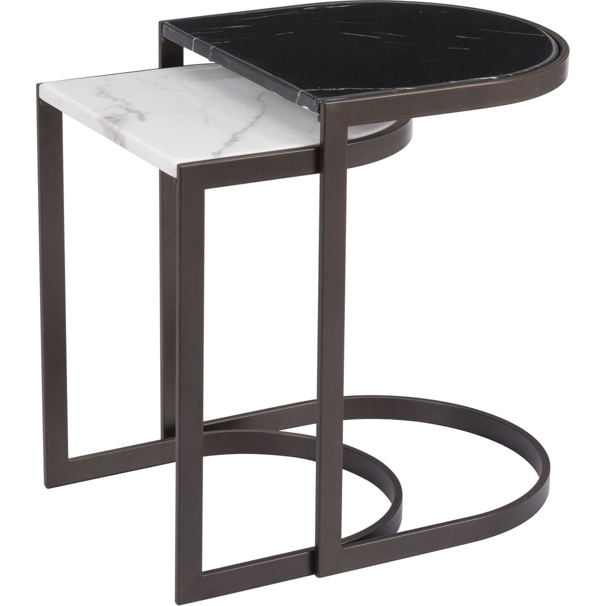 Shaw Nesting End Tables Black/Stone/Antique Brass