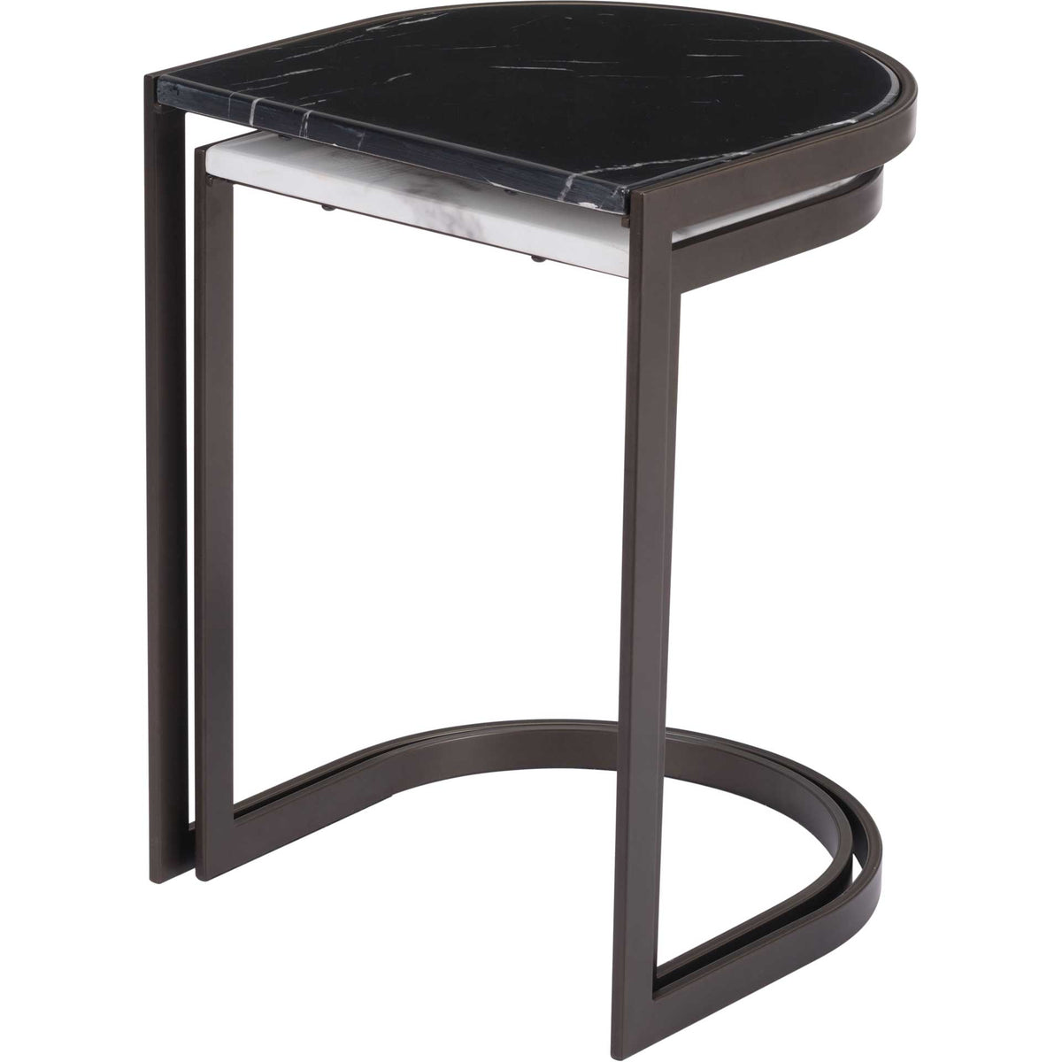 Shaw Nesting End Tables Black/Stone/Antique Brass