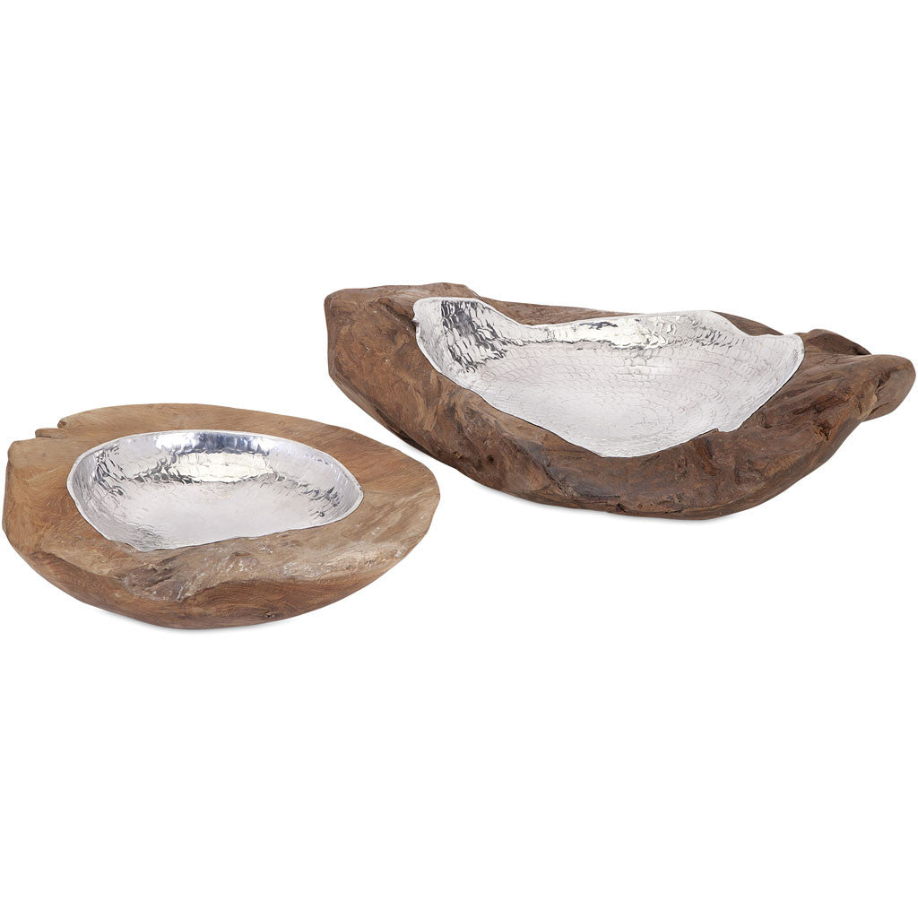 Abound Teak and Aluminum Bowls (Set of 2)