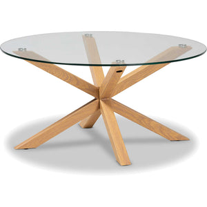 Lian Glass/Wood Coffee Table Clear/Natural