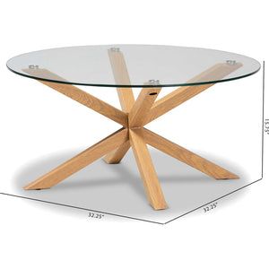 Lian Glass/Wood Coffee Table Clear/Natural