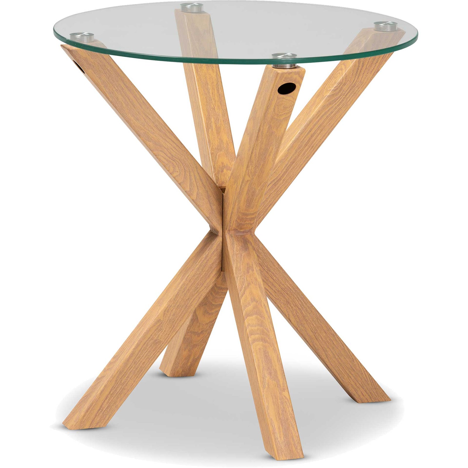 Lian Glass/Wood End Table Clear/Natural