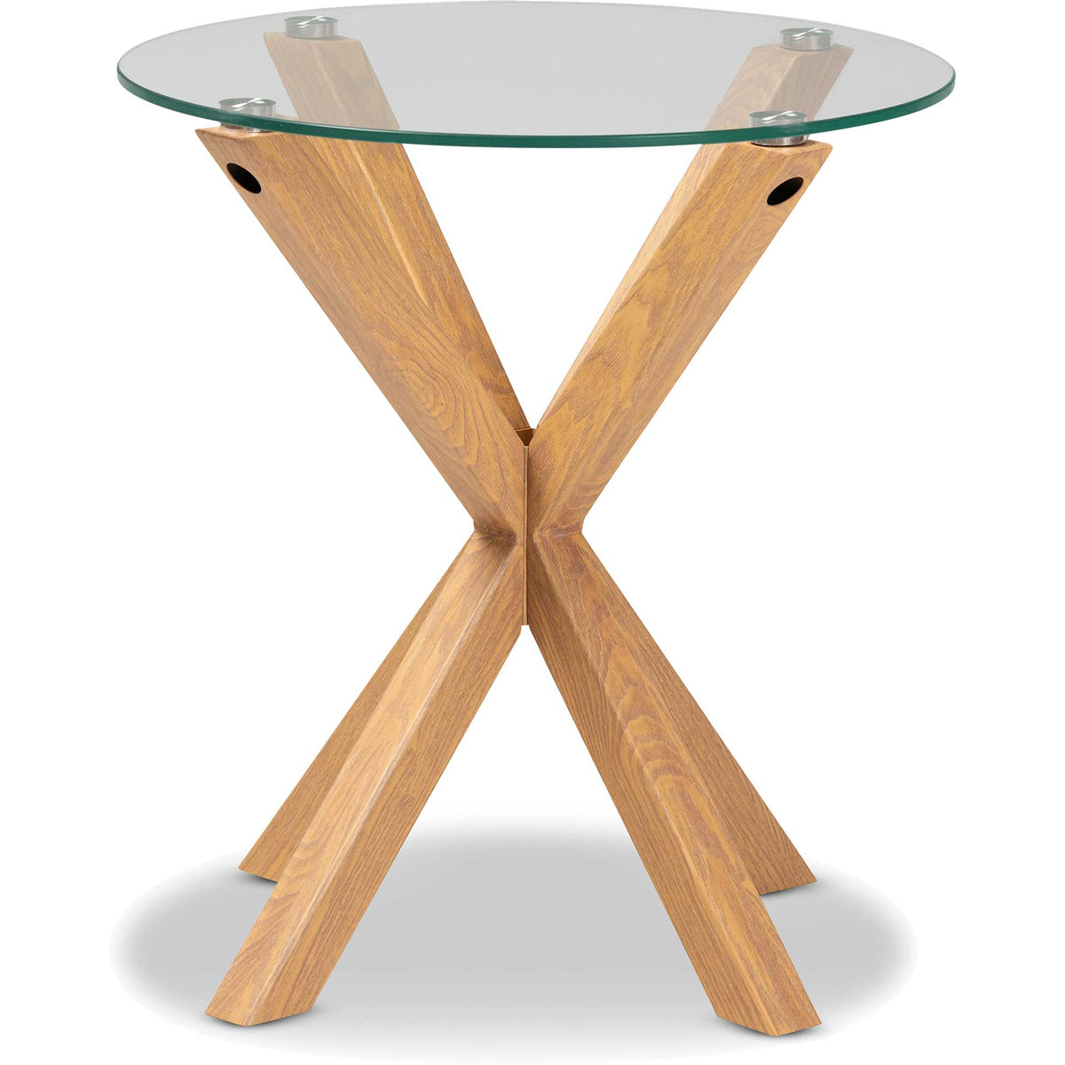 Lian Glass/Wood End Table Clear/Natural