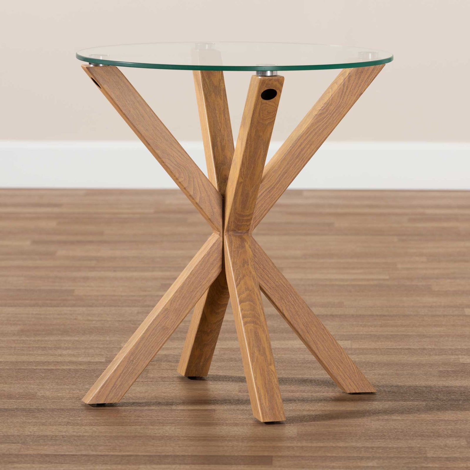 Lian Glass/Wood End Table Clear/Natural