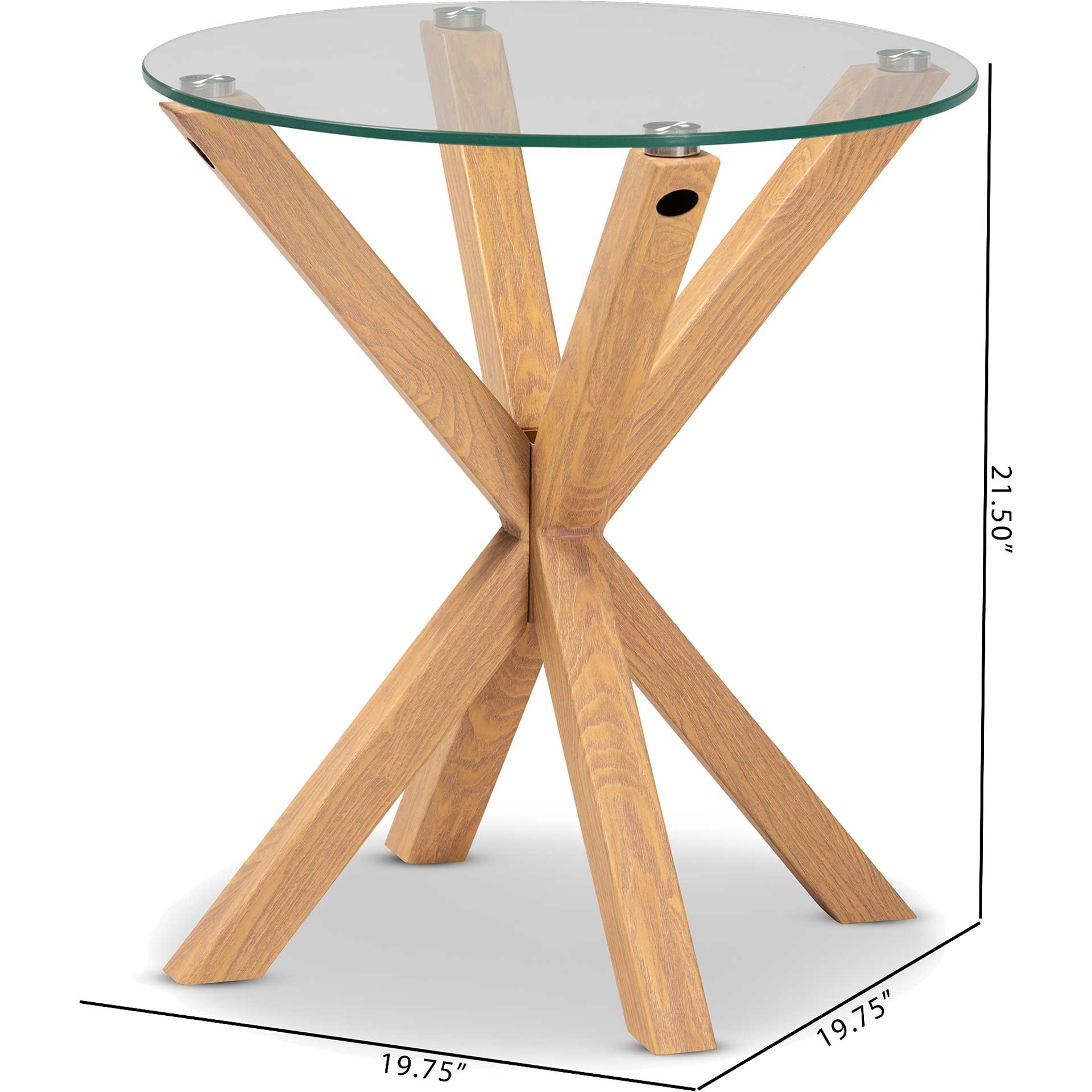 Lian Glass/Wood End Table Clear/Natural