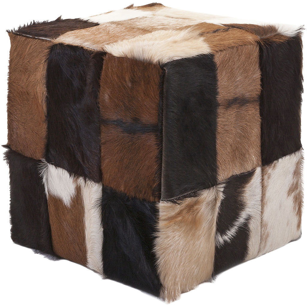 Antuco Animal Hide Cube Ottoman