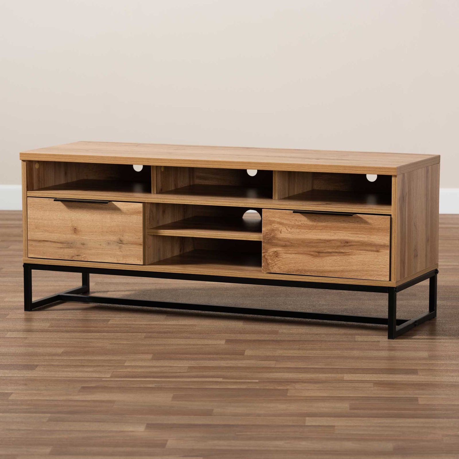 Realyn 2-Drawer TV Stand Oak/Black