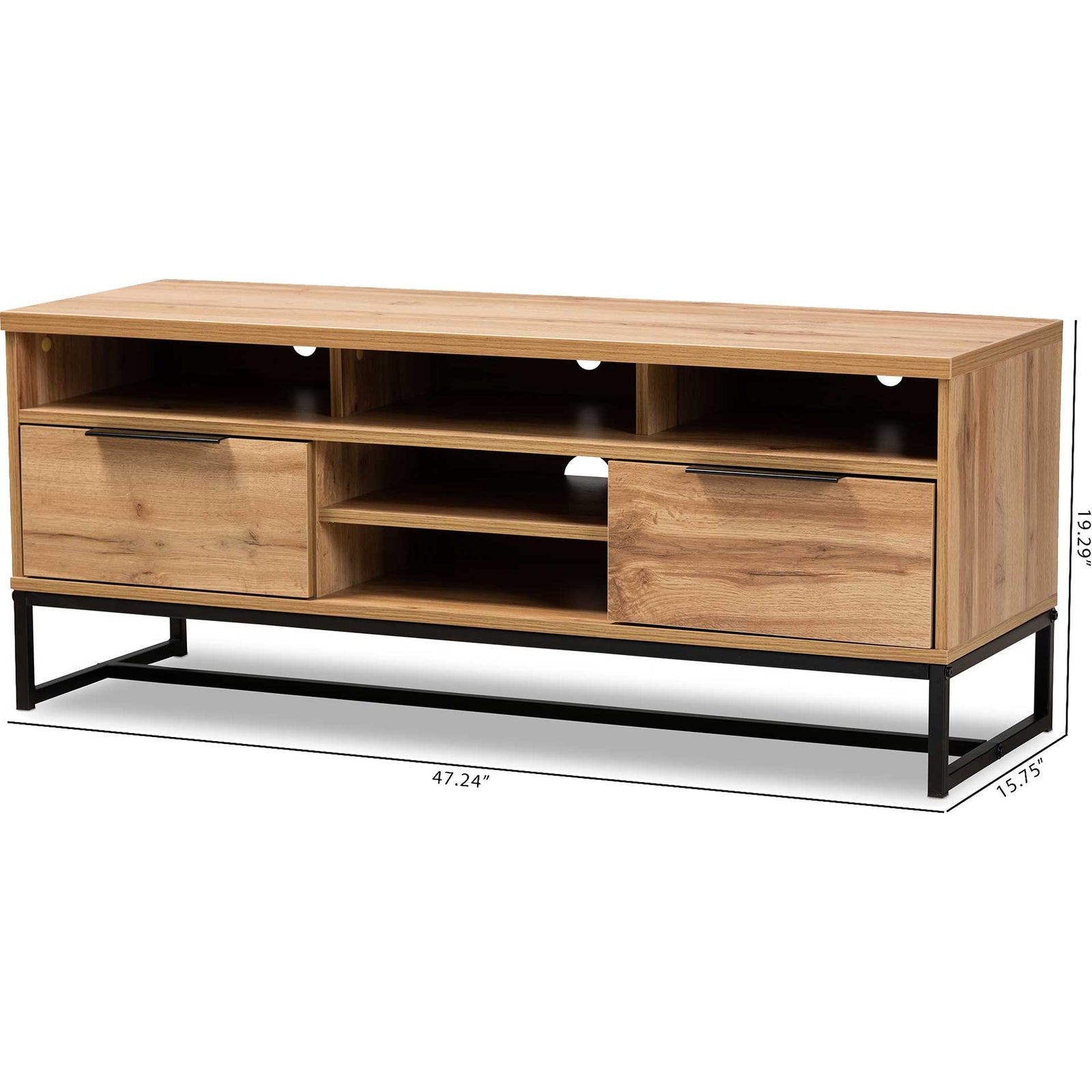 Realyn 2-Drawer TV Stand Oak/Black