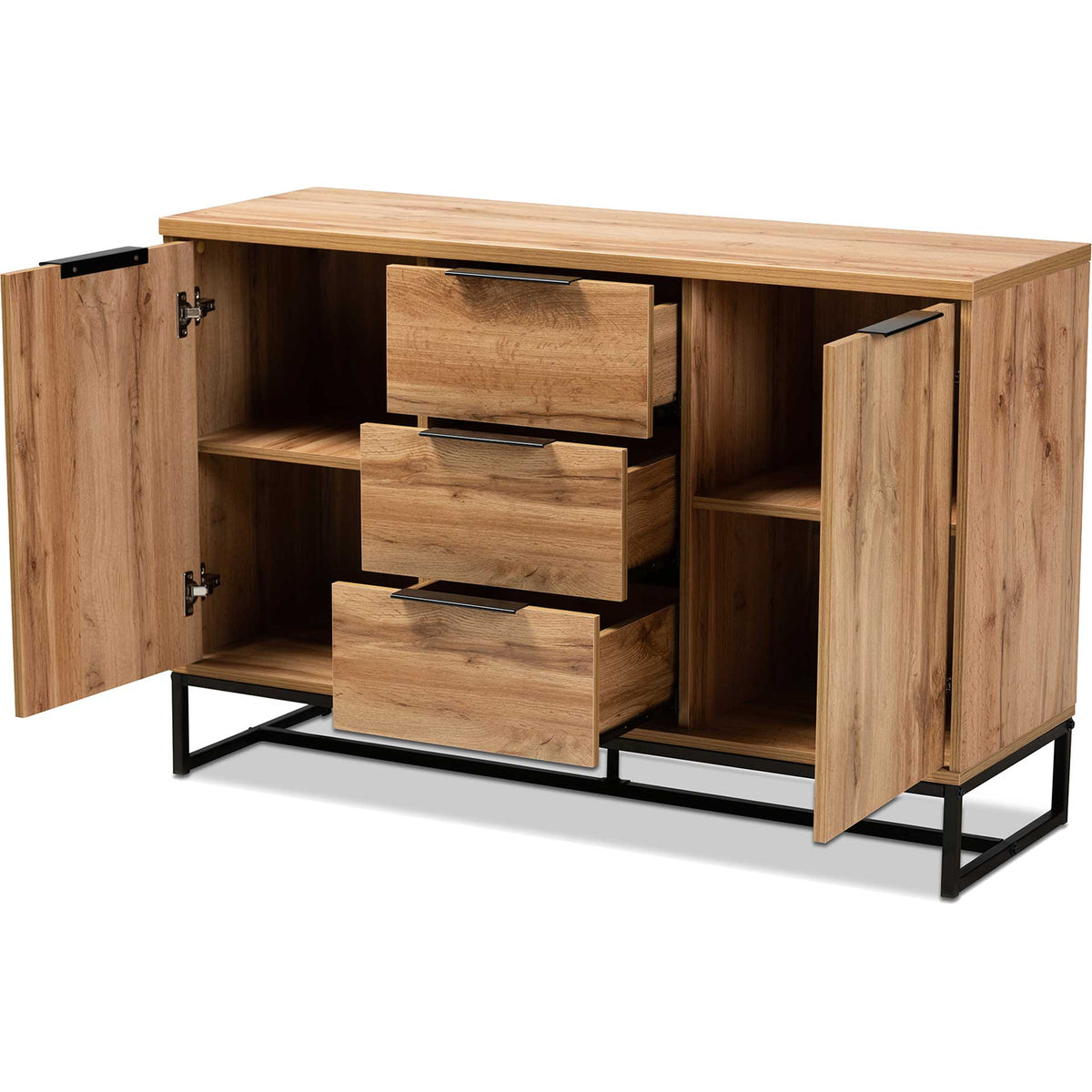 Realyn 3-Drawer Sideboard Oak/Black