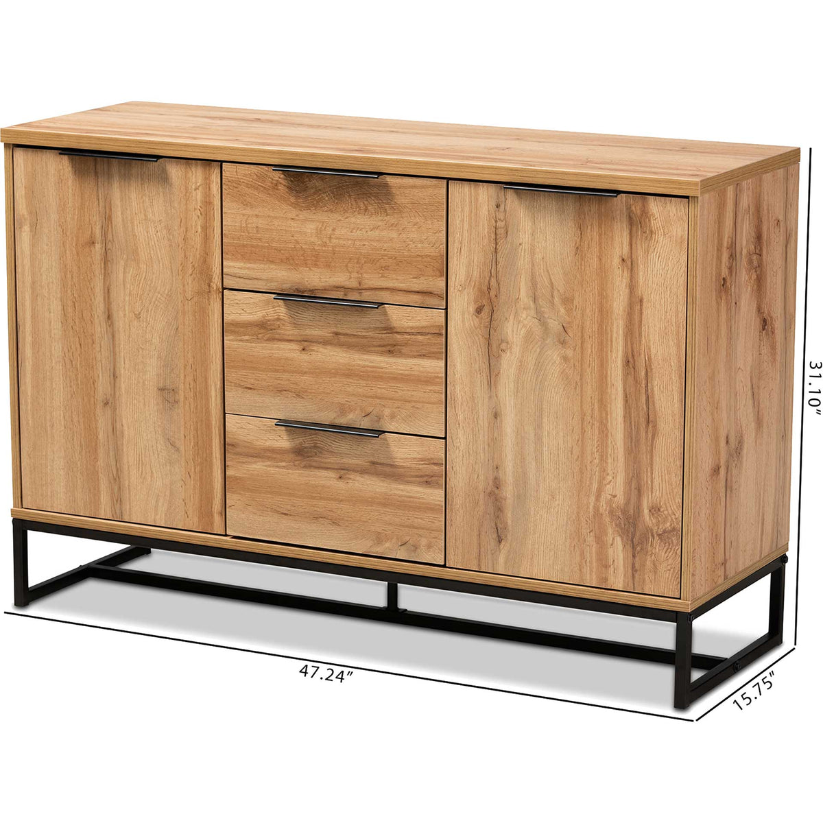 Realyn 3-Drawer Sideboard Oak/Black