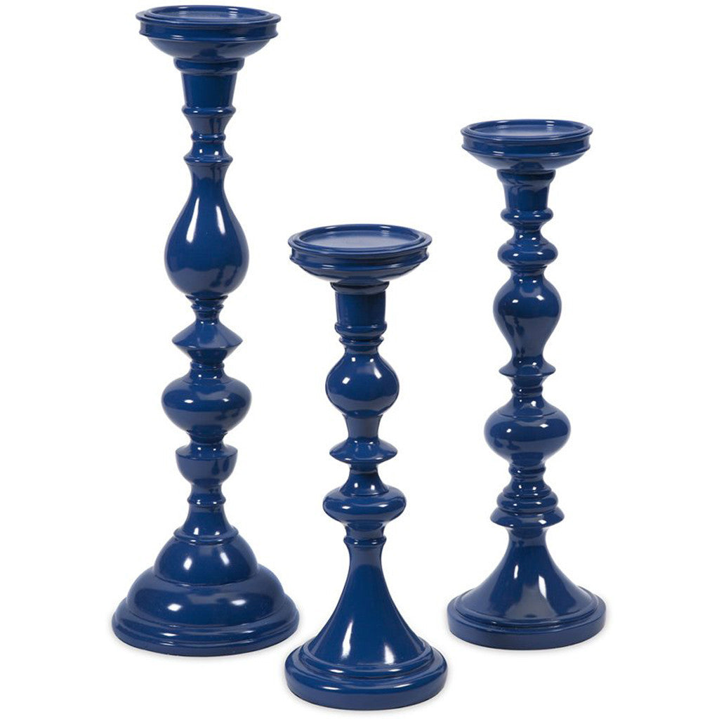Elite Marine Blue Candle Holders (Set of 3)