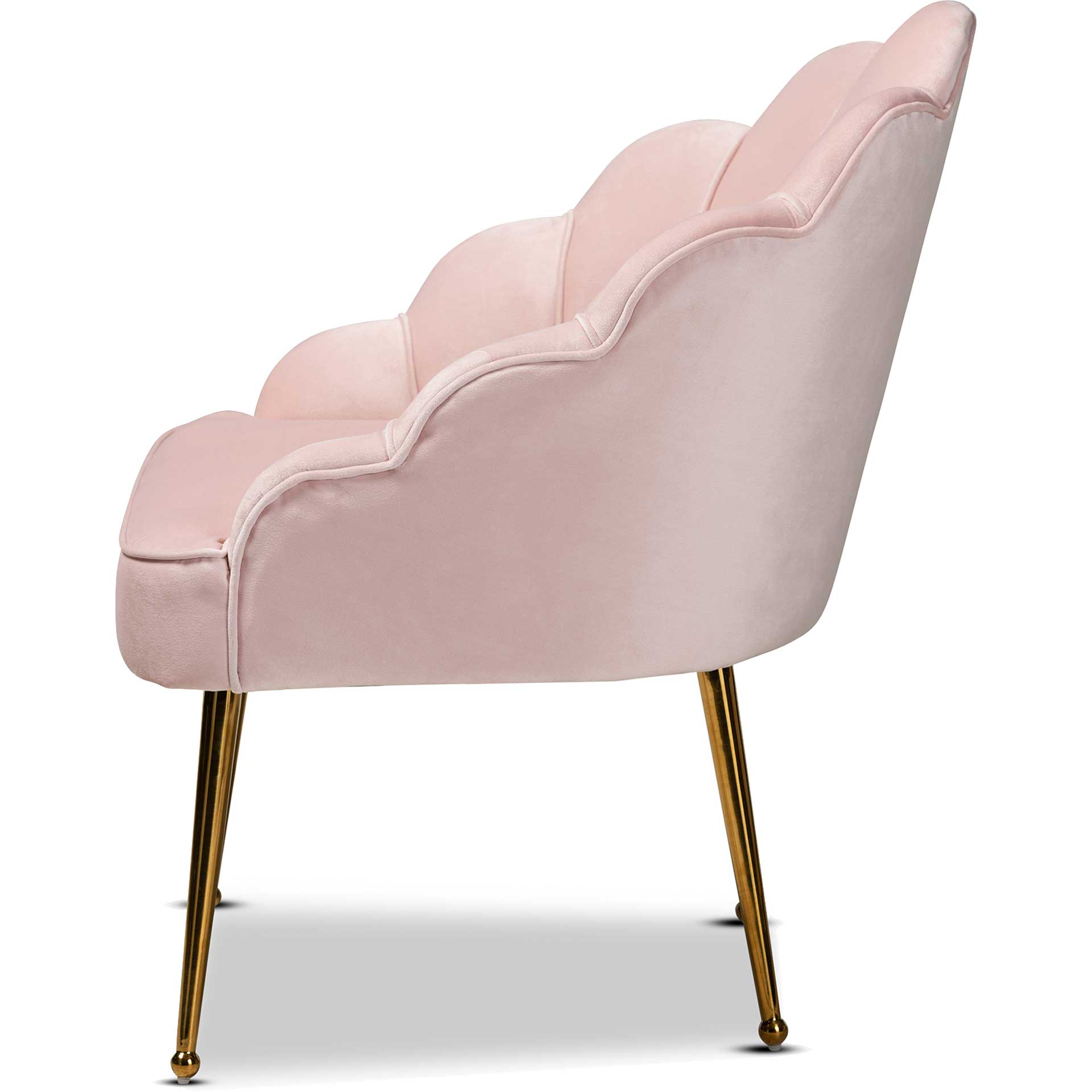 Ciarra Velvet Fabric Upholstered Chair Light Pink/Gold