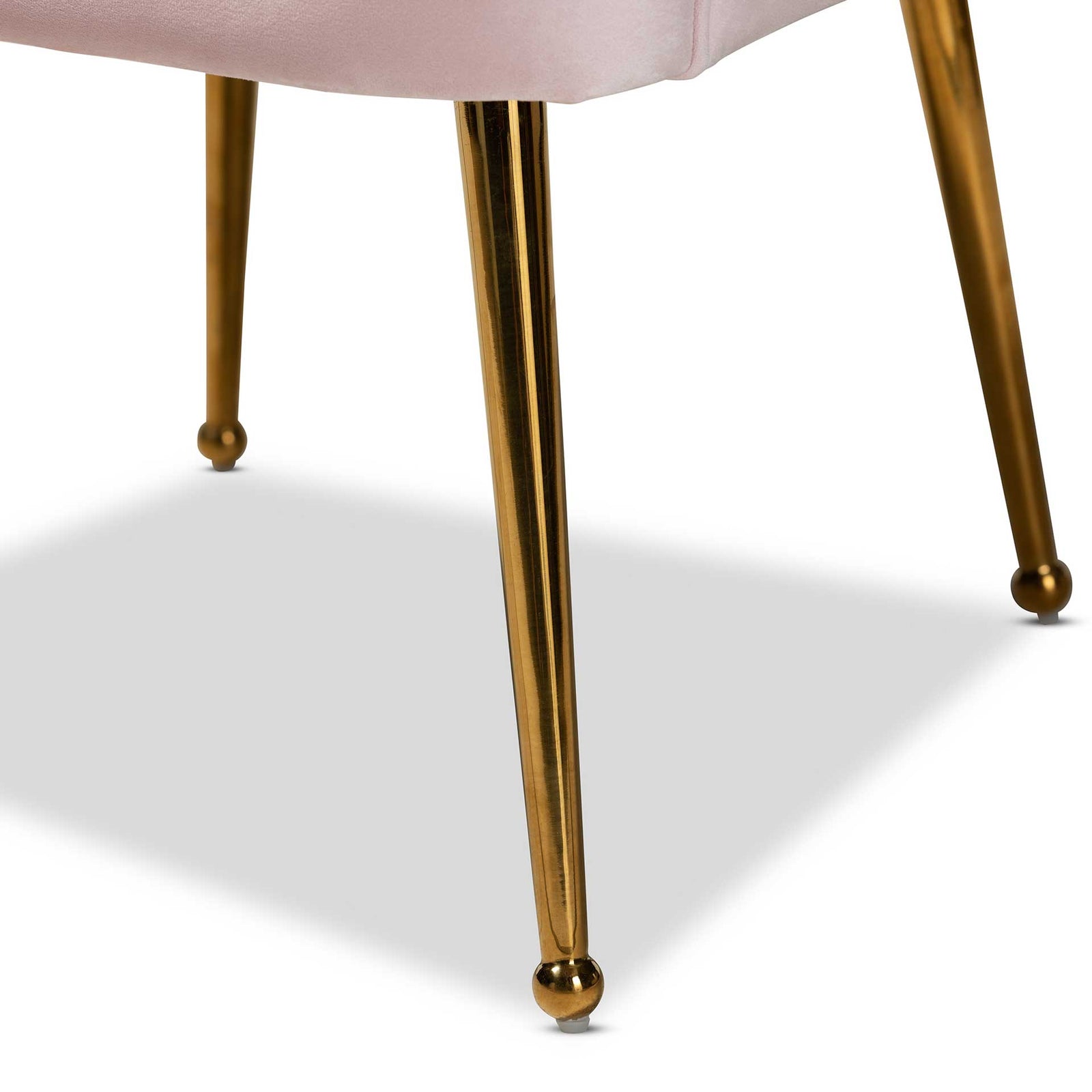 Ciarra Velvet Fabric Upholstered Chair Light Pink/Gold