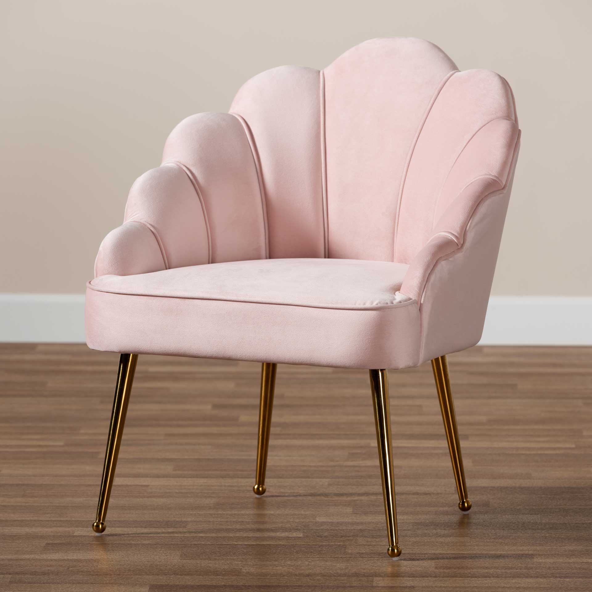 Ciarra Velvet Fabric Upholstered Chair Light Pink/Gold