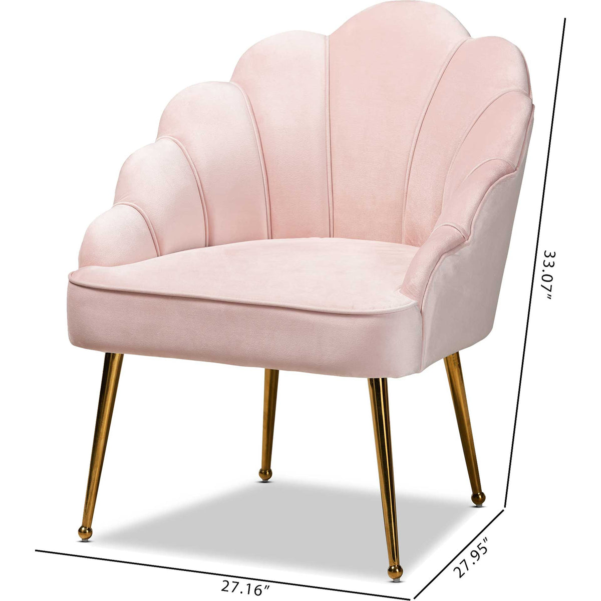 Ciarra Velvet Fabric Upholstered Chair Light Pink/Gold