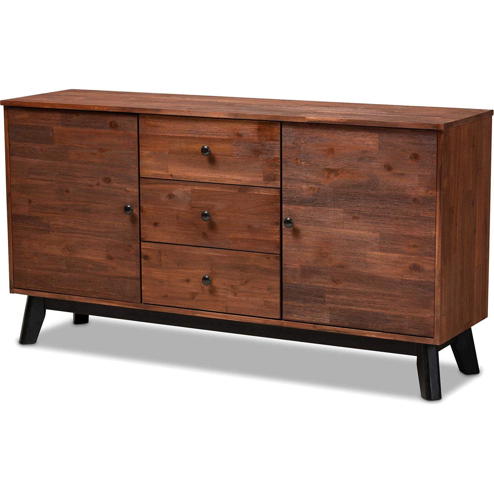 Caroline 2-Door Wood Sideboard Brown/Black